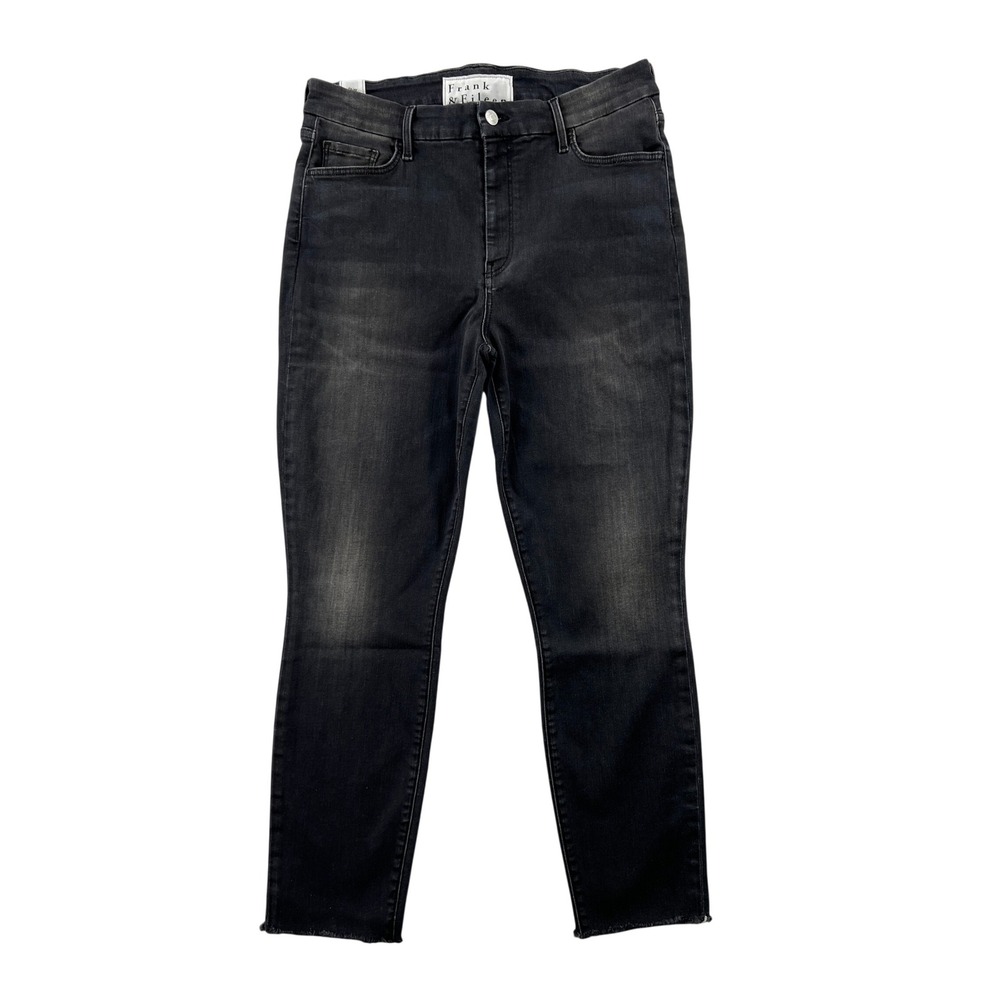 Frank & Eileen Sligo Skinny Jeans Womens 31 Faded Black Raw Hem High Rise USA